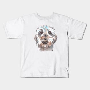 Does my hair look good? Dog portrait illustration in watercolors Kids T-Shirt